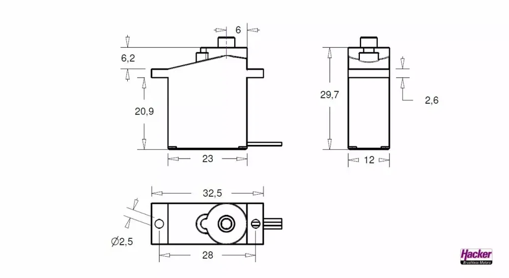 DITEX EL0315M | 23x12x29.7mm | 38Ncm | Mini | Hacker # 51000315