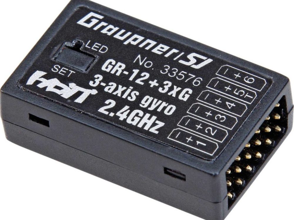 GRAUPNER GR-12 + 3XG 2.4GHZ HOTT EMPFÄNGER MIT 3-ACHS GYRO #33576