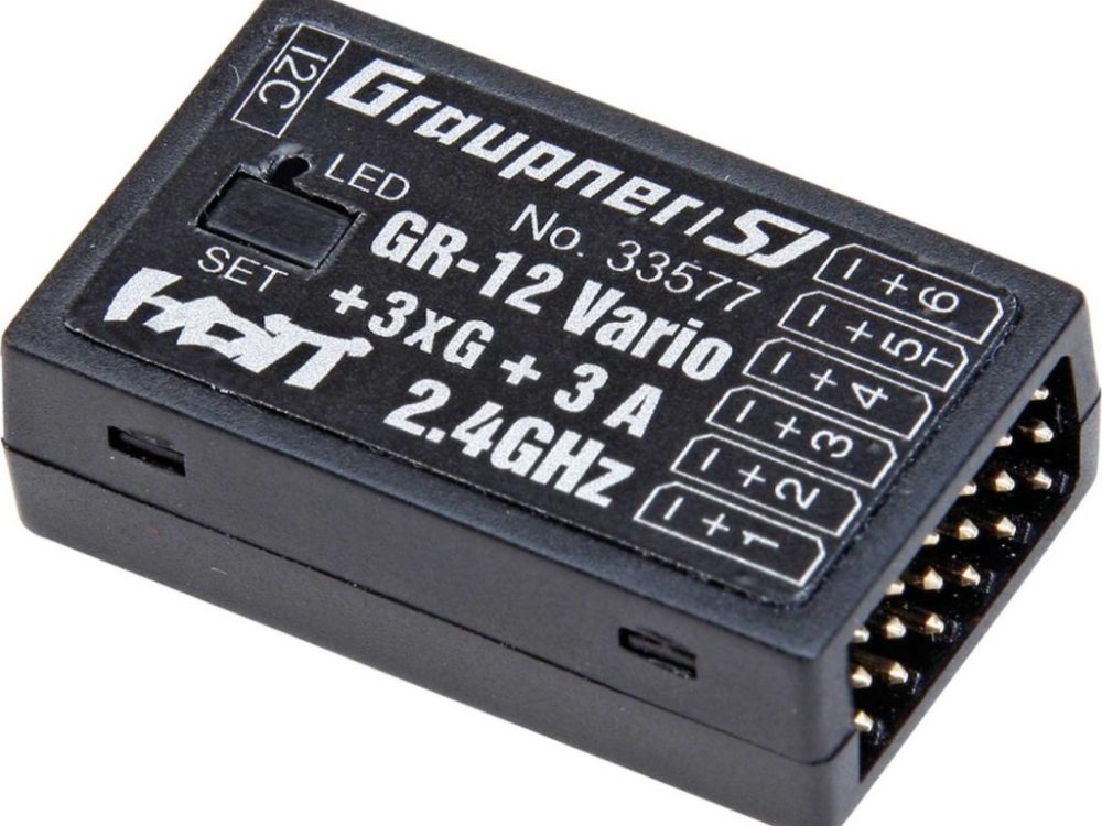 GRAUPNER GR-12 + 3XG + 3A + VARIO 2.4GHZ HOTT EMPFÄNGER MIT 3-ACHS GYRO UND VARIO #33577