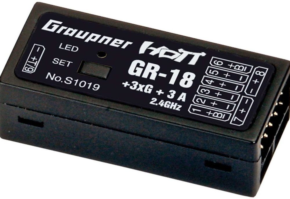 GRAUPNER GR-18 + 3XG + 3A integrierte Flight Control HOTT EMPFÄNGER (Multirotor Gyro Flight Controller) | #  S1019