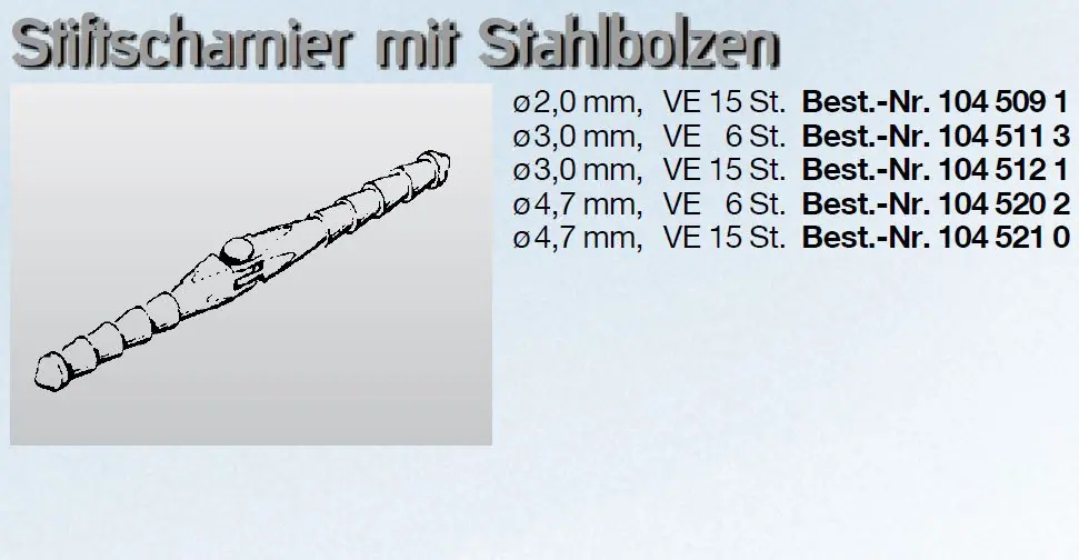 Robart Stiftscharnier mit Stahlbolzen Ø 3 mm 6 Stück | # 1045113
