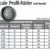 Large Scale Profil-Räder mit Ventil | Großmodellrad | 1 Stück | Dubro 600 TV | Außen-Ø 152 mm | Achs-Ø 5 mm | Reifenbreite 49 mm | Felgenbreite 49 mm | 367 g | # 1026283