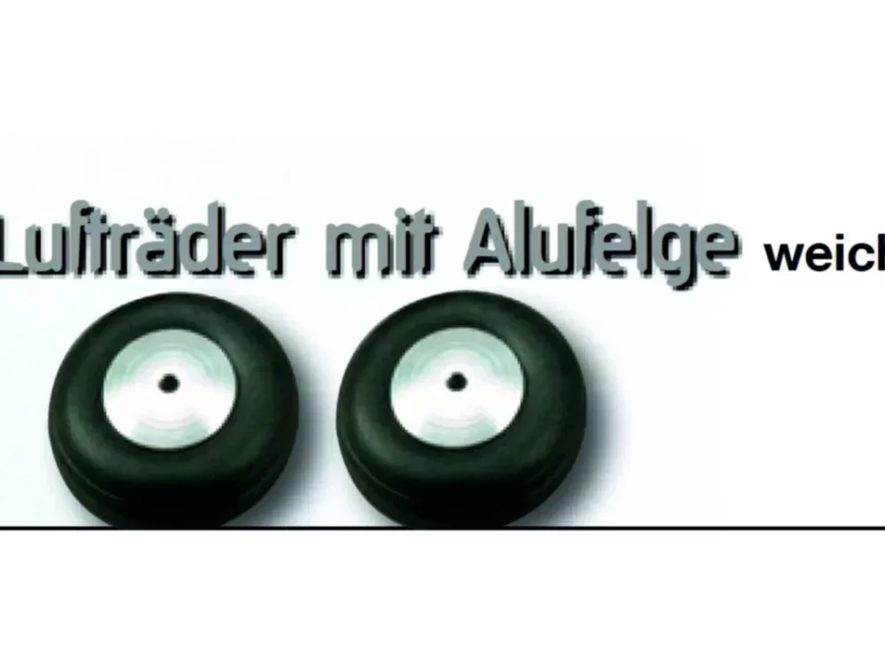 Lufträder mit Alufelge | weich | 10 Stück | Außen-Ø 50 mm Achs-Ø 3 mm | Reifenbreite 18 mm | Felgenbreite 19 mm | 18 g | # 1001078