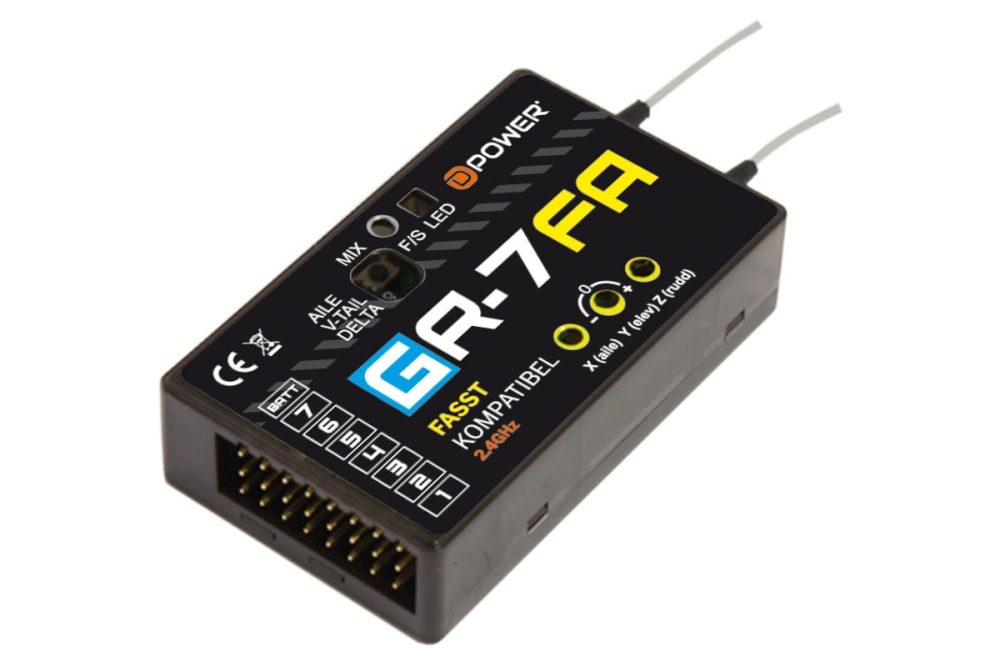 D-Power GR-7FA 2.4GHz Empfänger mit 3X Gyro FASST kompatibel | # GR7FA