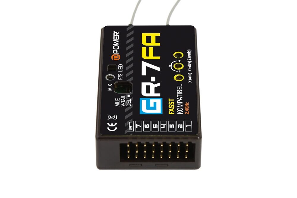 D-Power GR-7FA 2.4GHz Empfänger mit 3X Gyro FASST kompatibel | # GR7FA