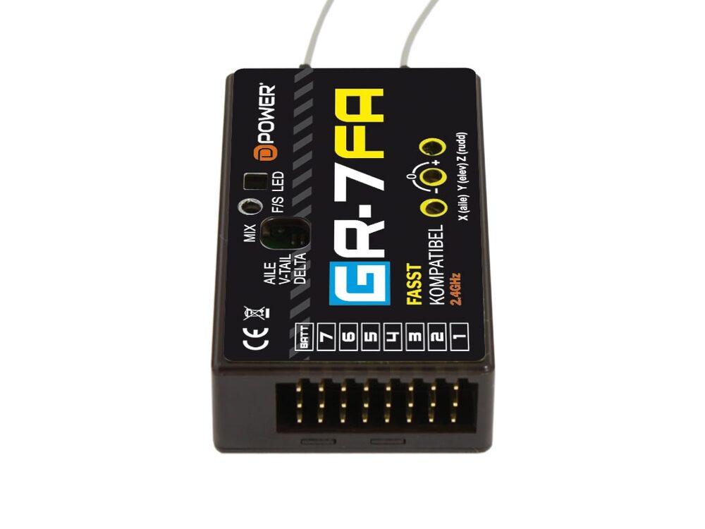 D-Power GR-7FA 2.4GHz Empfänger mit 3X Gyro FASST kompatibel | # GR7FA