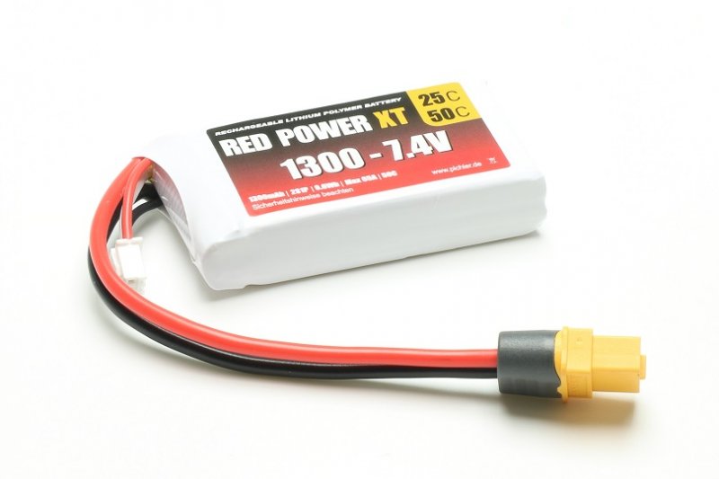 RED POWER LiPo Akku RED POWER XT 1300 – 7,4V | # 15412