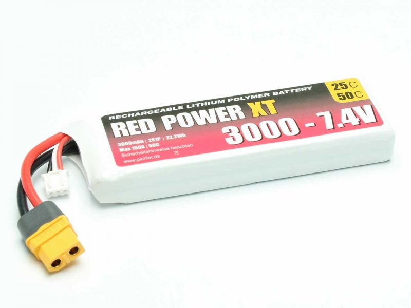 RED POWER LiPo Akku RED POWER XT 3000 – 7,4V | # 15424