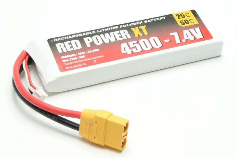 RED POWER LiPo Akku RED POWER XT 4500 – 7,4V | # 15432