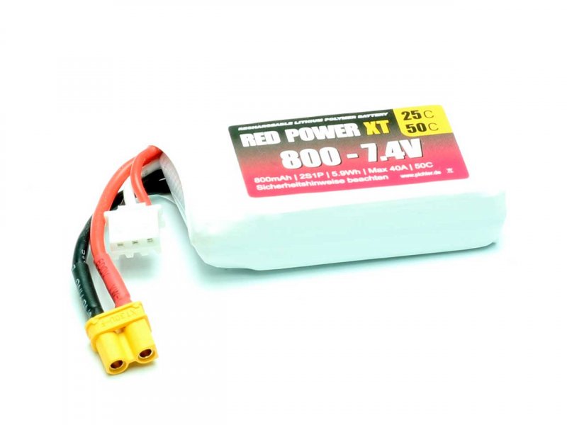 RED POWER LiPo Akku RED POWER XT 800 – 7,4V | # 15406