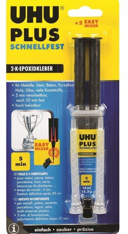 UHU plus schnellfest 2-Epoxidharzkleber Doppelkammerspritze / 15,5 Gramm | # C9202