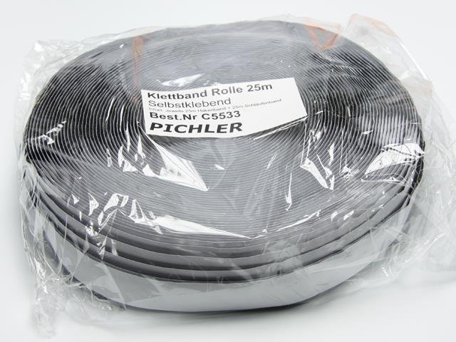 PICHLER Klettband schwarz 25 Meter (VE= 1 Rolle) | # C5533