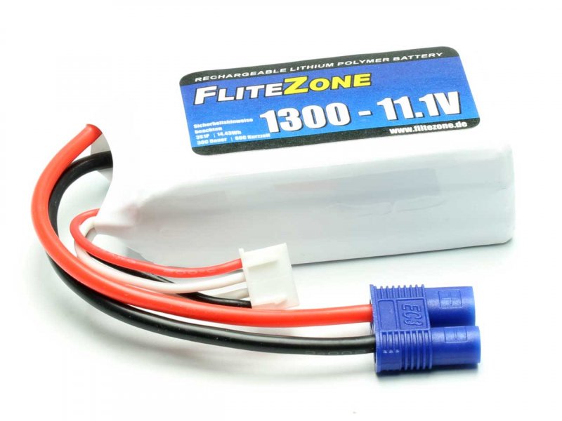 FliteZone LiPo Akku FliteZone 1300 – 11,1V + EC3 Stecker | # C5301