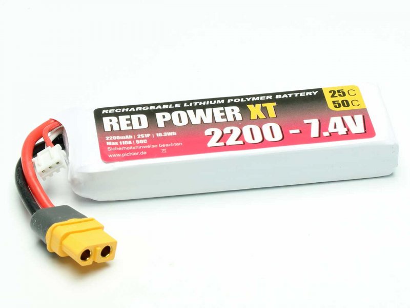RED POWER LiPo Akku RED POWER XT 2200 – 7,4V | # 15418