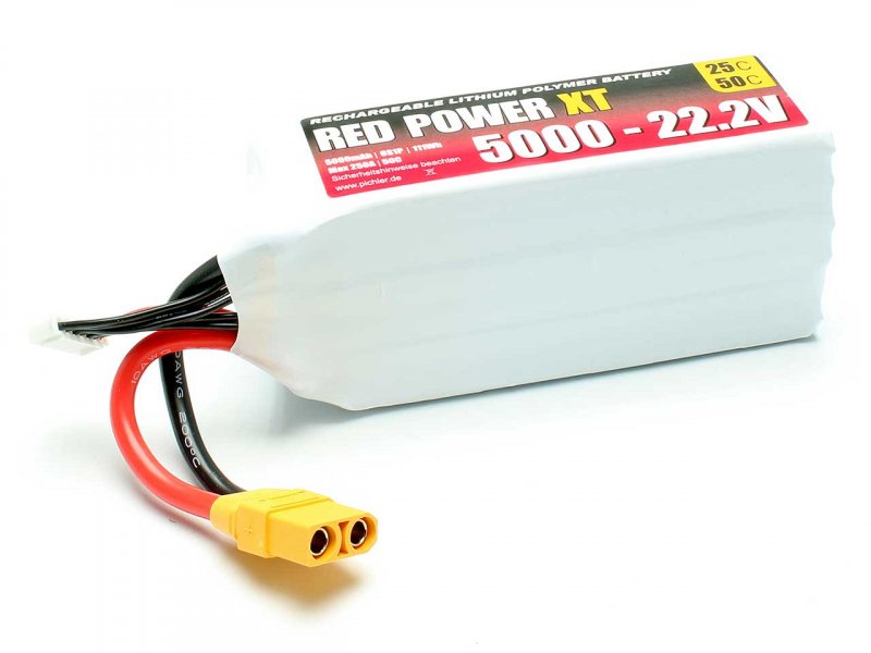 RED POWER LiPo Akku RED POWER XT 5000 – 22,2V | # 15458