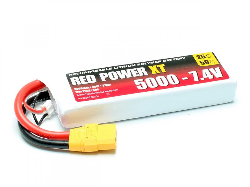 RED POWER LiPo Akku RED POWER XT 5000 – 7,4V | # 15454